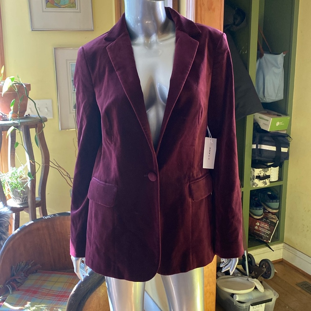 NWT Frame Denim Maroon Velvet Blazer